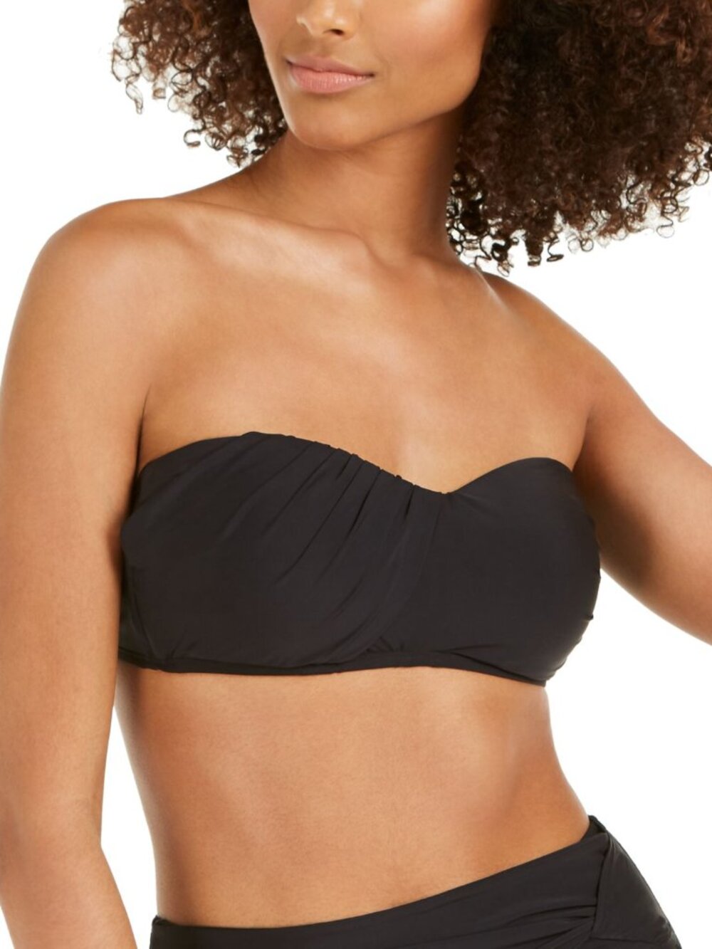 DKNY Womens Draped-Front Bandeau Bikini Top
